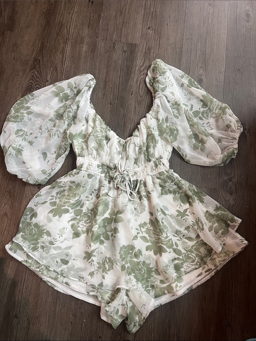 SAINTS + SECRETS Floral Sage Romper